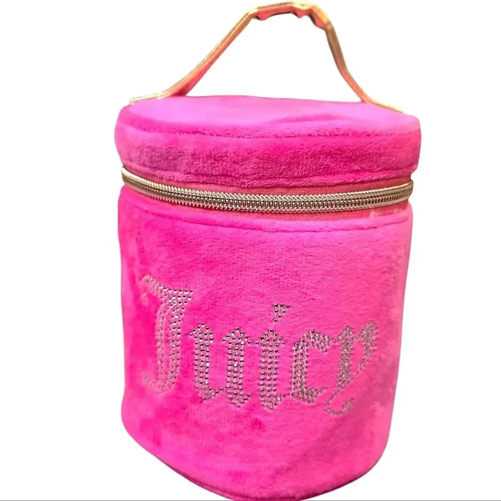 Juicy Couture‎ Rhinestone Logo Velour Cylinder Cosmetic Bag